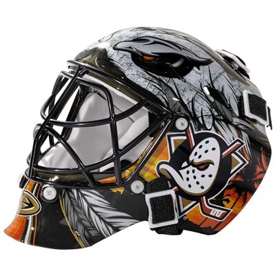 Franklin Sports Anaheim Ducks NHL Team Logo Mini Hockey portiere maschera con custodia – Maschera da portiere da collezione con logo ufficiale NHL e colori Franklin Sports Anaheim Ducks NHL Team Logo Mini Hockey portiere maschera con custodia – Maschera da portiere da collezione con logo ufficiale NHL e colori