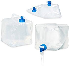 Relaxdays Tanica Pieghevole,Set 4 Contenitori con Rubinetto, Coperchio Svitabile, Manico, BPA-Free,5 L, 9 x 17 x 17 cm, Bianco