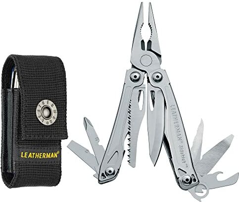 Leatherman Sidekick Mini Attrezzo Multifunzione Tascabile con 14 Pratici Strumenti Multiattrezzo di Base per Fai da Te, Attività Outdoor e Campeggio Acciaio Inossidabile, Fodero Nero