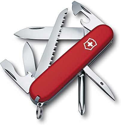 Victorinox , Hiker, coltellino svizzero multiuso (13 funzioni, seghetto per legno, cacciavite Phillips, stuzzicadenti) colore rosso