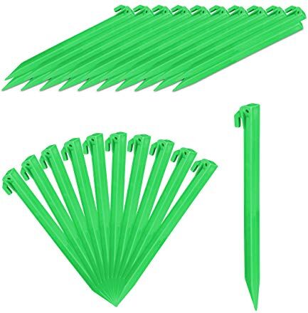 Relaxdays Picchetti, Set 32 Punteruoli, per Terreni Sabbiosi e Soffici, Chiodi 31 cm ca. di Lunghezza, Plastica, verde