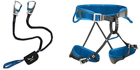 Salewa Via Ferrata Premium Attac Set Set Via Ferrata, Unisex Adulto, Silver/Royal Blue, Taglia Unica & Xplorer Imbracatura, Unisex Adulto, Carbon, XS/S