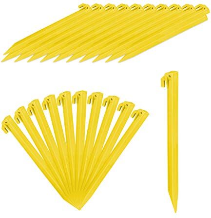 Relaxdays Picchetti, Set 32 Punteruoli, per Terreni Sabbiosi & Soffici, Chiodi 31 cm ca. di Lunghezza, Plastica, giallo