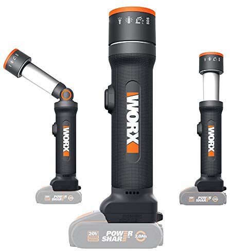 WORX -Torcia LED 4 funzioni, 20 V S/Bat, Nero