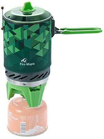 Fire-Maple Fixed Star 2 Sistema di Cottura Fornello Campeggio a Gas Portatile 1L Supporto per Pentole per Attività all'aperto Stufa Campeggio Fornellino Propano Antivento Fornello Trekking Verde