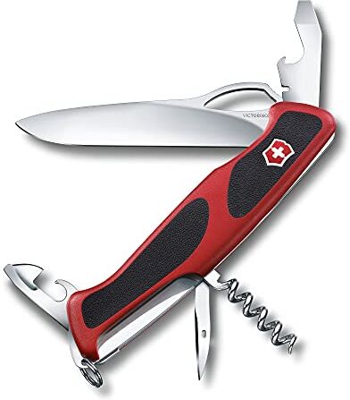 Victorinox RangerGrip 61, 11 funzioni (stuzzicadenti, pinzette, apriscatole), nero/rosso