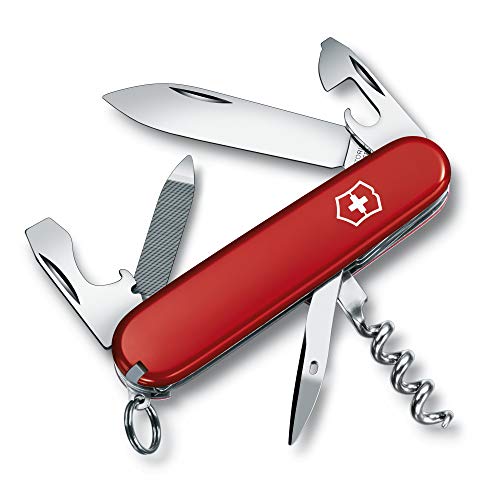 Victorinox Sportsman, coltello svizzero (13 funzioni, lama grande, lima per unghie, cavatappi), rosso