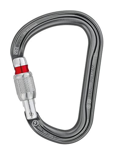 Petzl Moschettone di grandi dimensioni con ampia apertura a scatto e forma a pera per il collegamento di più elementi e per il fissaggio di un semialbero.