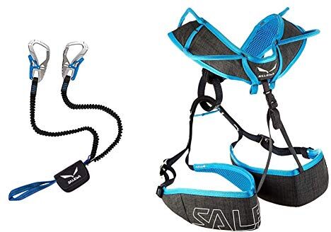 Salewa Ergo Core Via Ferrata Set, Unisex Adulto, Argento (Silver/Royal Blue), Taglia Unica & Xplorer Imbracatura, Unisex Adulto, Carbon, L/Xl