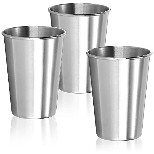 com-four ® 3x tazza per bere in acciaio inossidabile tazza leggera in acciaio inossidabile 304 tazza da campeggio 300 ml tazza da viaggio infrangibile e senza BPA
