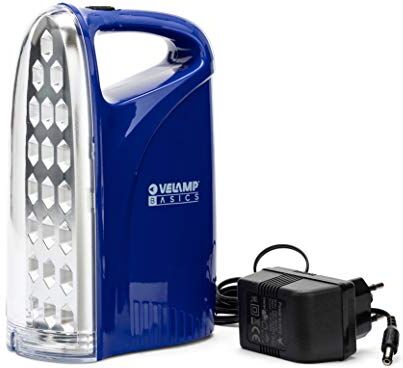 Velamp Lampada di Emergenza Portatile Ricaricabile 21 LED, 250lm Super Luminosa. con Caricatore Esterno: più sicura. Leggera e compatta, Blu