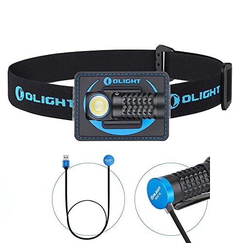 Olight Perun Mini Kit Lampada Frontale LED 1000 lumen, Ricaricabile USB Raggio di Luce 100 Metri, 5 Livelli di Luminosità, Regolabile a 60° Perfetto per Corsa,Jogging Campeggio Illuminazione