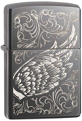 Zippo PVD Black Ice-Wings, Accendinio Unisex Adulto, Regular