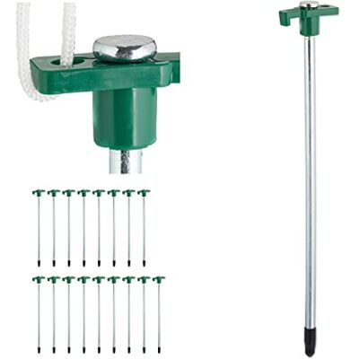 Relaxdays Set da 18 Picchetti, Pioli da Tenda, Ancoraggio su Terreni Duri, 25cm, Campeggio, Acciaio Zincato, Verde Scuro Relaxdays Set da 18 Picchetti, Pioli da Tenda, Ancoraggio su Terreni Duri, 25cm, Campeggio, Acciaio Zincato, Verde Scuro