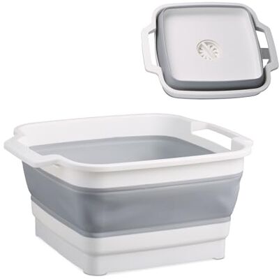 RELAXDAYS Vasca Pieghevole Portatile - 9L - Lavandino da Campeggio - Bianco Grigio RELAXDAYS Vasca Pieghevole Portatile - 9L - Lavandino da Campeggio - Bianco Grigio