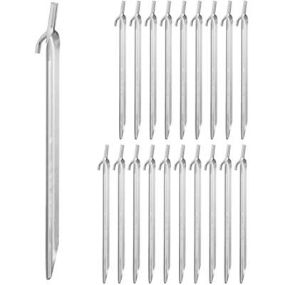 Relaxdays Set da 20 Picchetti da Tenda, Pioli Ancoraggio su Terreni Duri, Acciaio Zincato, con Ganci, L: 30 cm, Argento Relaxdays Set da 20 Picchetti da Tenda, Pioli Ancoraggio su Terreni Duri, Acciaio Zincato, con Ganci, L: 30 cm, Argento