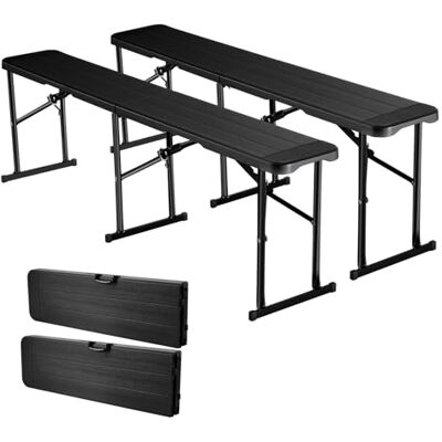 VEVOR Panca da Campeggio Portatile da 182 cm, Panca in Plastica Pieghevole per Picnic, Feste e Pasti in Campeggio, Capacità 150 kg per Posto, 2 Pezzi con 2 Borse per il Trasporto, Nera VEVOR Panca da Campeggio Portatile da 182 cm, Panca in Plastica Pieghevole per Picnic, Feste e Pasti in Campeggio, Capacità 150 kg per Posto, 2 Pezzi con 2 Borse per il Trasporto, Nera