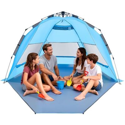VEVOR Tenda da Spiaggia Campeggio, Parasole per 4 Persone, Tenda da Sole Portatile con Borsa per il Trasporto e Ancoraggi a Terra, Ombrellone da Spiaggia Leggero per Campeggio, Pesca, Picnic VEVOR Tenda da Spiaggia Campeggio, Parasole per 4 Persone, Tenda da Sole Portatile con Borsa per il Trasporto e Ancoraggi a Terra, Ombrellone da Spiaggia Leggero per Campeggio, Pesca, Picnic