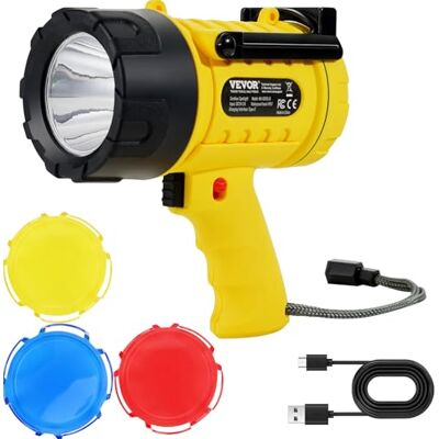 VEVOR Torcia Ricaricabile 1000000 lumen IP67 Impermeabile LED Faro di Ricerca Portatile 4 Modalità Lente Rimovibile Porta USB per Caccia, Canottaggio, Campeggio VEVOR Torcia Ricaricabile 1000000 lumen IP67 Impermeabile LED Faro di Ricerca Portatile 4 Modalità Lente Rimovibile Porta USB per Caccia, Canottaggio, Campeggio
