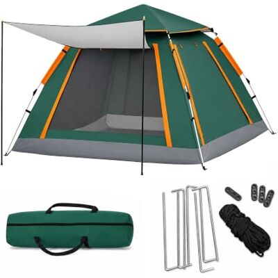 Relaxdays tenda da campeggio automatica, 3-4 persone, verde, protezione UV Relaxdays tenda da campeggio automatica, 3-4 persone, verde, protezione UV