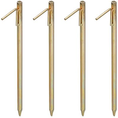 Relaxdays Set da 4 Picchetti XXL, per Terreni Duri, Accessorio per Tende da Campeggio, L: 50 cm, Acciaio Zincato, Dorato Relaxdays Set da 4 Picchetti XXL, per Terreni Duri, Accessorio per Tende da Campeggio, L: 50 cm, Acciaio Zincato, Dorato