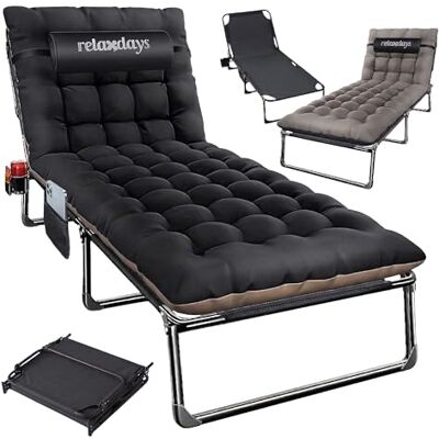 Relaxdays Letto da Campeggio Pieghevole, Materasso, Cuscino, portacellulare, Fino a 250 kg Relaxdays Letto da Campeggio Pieghevole, Materasso, Cuscino, portacellulare, Fino a 250 kg