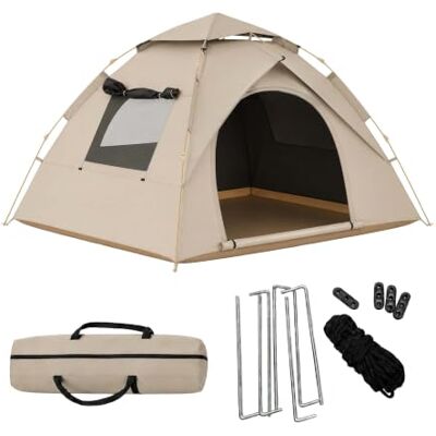 Relaxdays Tenda da campeggio 3-4 persone, apertura automatica, beige Relaxdays Tenda da campeggio 3-4 persone, apertura automatica, beige