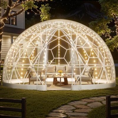 VEVOR Tenda a Cupola Geodetica da Giardino, 4,6 x 2,7 m, per Esterni, per 10-14 Persone, Resistente alle Intemperie, con Finestra, Tenda a Cupola per Cortili, Campeggio, Feste, Matrimoni VEVOR Tenda a Cupola Geodetica da Giardino, 4,6 x 2,7 m, per Esterni, per 10-14 Persone, Resistente alle Intemperie, con Finestra, Tenda a Cupola per Cortili, Campeggio, Feste, Matrimoni
