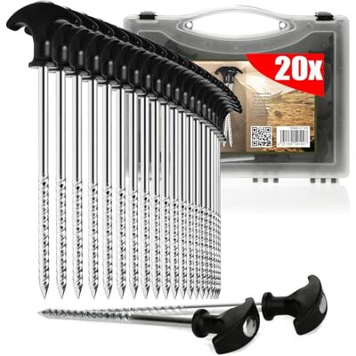 com-four ® 20x picchetti in acciaio, robusti picchetti con filettatura com-four ® 20x picchetti in acciaio, robusti picchetti con filettatura