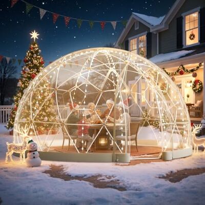 VEVOR Tenda a Cupola Igloo da Giardino Trasparente 2,9 x 1,7 m, Tenda Igloo da Giardino Trasparente per ca. 2-4 Persone con Finestre, per Esterni, Campeggio, Cortile, Feste, Eventi all'Aperto VEVOR Tenda a Cupola Igloo da Giardino Trasparente 2,9 x 1,7 m, Tenda Igloo da Giardino Trasparente per ca. 2-4 Persone con Finestre, per Esterni, Campeggio, Cortile, Feste, Eventi all'Aperto