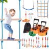 VEVOR Ninja Kit per Bambini Slackline da Arrampicata Percorso a Ostacoli 2x17 m Carico 226,8 kg 12 Ostacoli Attrezzatura da Gioco all'Aperto con Rete da Arrampicata Monkey Bar per Cortile Giardino