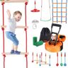 VEVOR Ninja Kit per Bambini Slackline da Arrampicata Percorso a Ostacoli 2x15,24 m Carico 226,8 kg 10 Ostacoli Attrezzatura da Gioco all'Aperto con Rete da Arrampicata Monkey Bar per Cortile Giardino