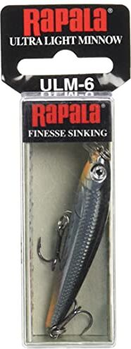 Rapala Artificiale Spinning Ultra Light Minnow-Esca di Simulazione per Pesca in Acqua Dolce Zavorrata-profondità di Nuoto 0.6, 0.6-0.9m-6cm/4g-Prodotta in Estonia-Carbon Unisex-Adult, 6 cm / 4 g