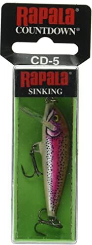 Rapala Esca da Pesca Artificiale Spinning CountDown Esca di Simulazione per Pesca in Acqua Dolce in Legno di Balsa Prof. Nuoto 0.9-1.8m 5cm/5g Prodotta in Estonia Artistic Rainbow Trout