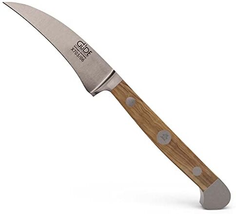 Güde Solingen Spelucchino curvo forgiato, 6 cm, legno di olivo, ALPHA-OLIVE doppio collarino, fatto a mano in Germania