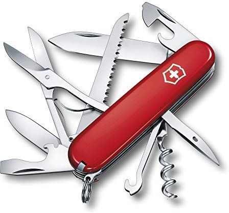 Victorinox , Huntsman, Coltellino Svizzero, Originale, Multiuso, Campeggio, 15 Funzioni, Lama, grande, Cavatappi, Rosso