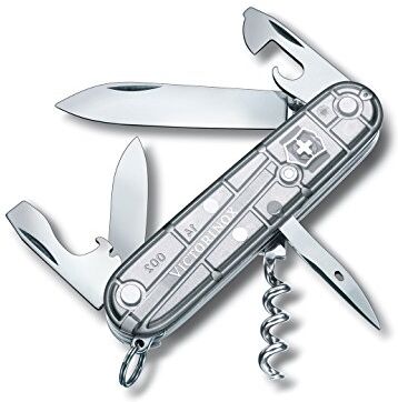 Victorinox , Spartan, Coltellino Svizzero, Originale, Multiuso, Campeggio, 12 Funzioni, Lama, grande, Cavatappi, Argento trasparente