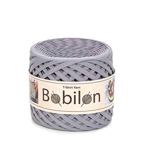 Bobilon Maglietta Yarn Fettuccini Zpagetti Ball, 3-5 mm Tshirt Yarn for Crochet Knitting, Mask Ear Ties, T Yarn Organic Cotton, Macrame T-Yarn, Jersey Yarn Space Gray