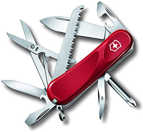 Victorinox , coltellino svizzero Evolution 18 (15 funzioni, presa ergonomica, lama, lima per metalli), rosso