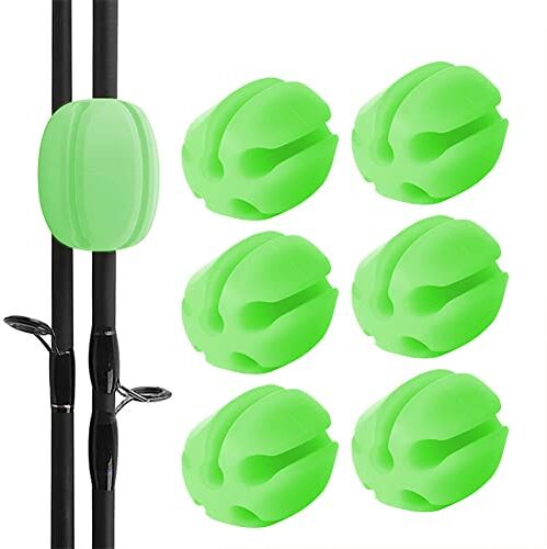 ChaoLink 6 cinghie di supporto per canna da pesca, 5 fori, in silicone, per pesca all'aperto, colore: verde