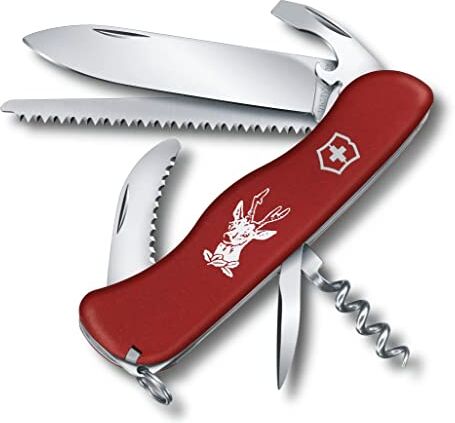 Victorinox , coltellino svizzero Hunter (12 funzioni, lama combinata, lama evisceratrice, seghetto), rosso