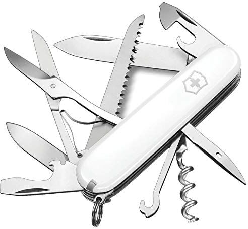 Victorinox , coltellino svizzero Huntsman (15 funzioni, forbici, seghetto per legno, cavatappi) bianco