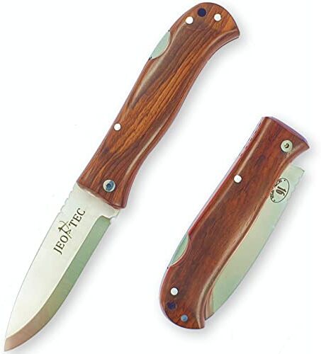 JEO-TEC Coltello Tascabile per Bushcraft Campeggio Caccia Pesca Survival e Attività all'aperto, Acciaio Inossidabile Sandvik 14C28N Scandi, Coltello Pieghevole Fatto a Mano in Spagna