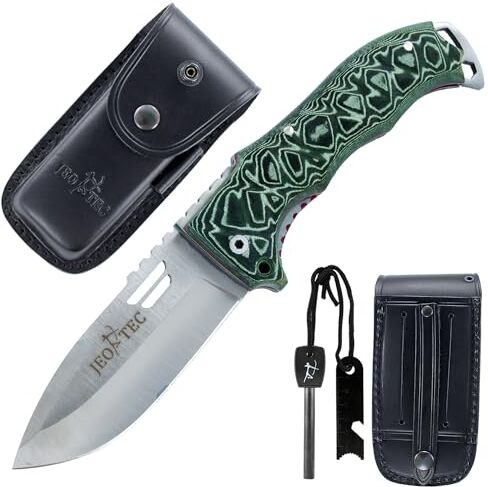 JEO-TEC Nº49 Coltello Pieghevole Serramanico de Caccia Pesca Outdoor Lama in acciaio inox MOVA-58 (HRC 56-58) Custodia multi-posizionale Fatto a mano in Spagna