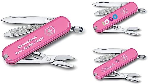 Victorinox Coltello da Tasca Classic SD Con Richiesta Stampa Auf Der Conchiglia I Regalo per Uomini Donne I Regalo Per Compleanno I Svizzero Personalizzato 7 Funzioni 0.6223 Cherry Blossom (pink)