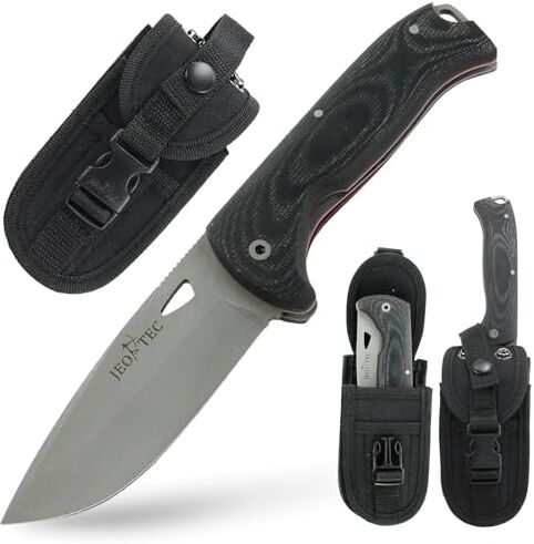 JEO-TEC Nº47 Coltello pieghevole da Sopravvivenza Caccia Pesca Outdoor Campeggio Lama in acciaio inox MOVA Custodia in Cordura Fatto a mano in Spagna