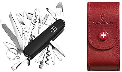 Victorinox , Swiss Champ, coltellino svizzero (33 funzioni, pinza combinata, forbici, lente di ingrandimento) colore nero &, V4.0521.1 Unisex â€“ Adulto, Rosso, S