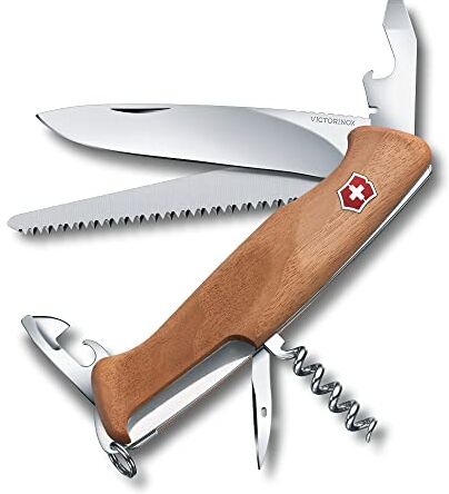 Victorinox ,Ranger Wood 55, Coltellino svizzero (10 funzioni, lama bloccabile, cacciavite) legno