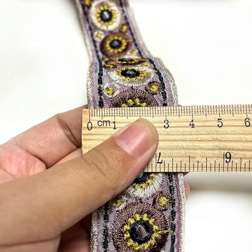 YIPCFXDJ 3,5-5,5 cm di larghezza colorato stile etnico ricamo pizzo fatto a mano fai da te abbigliamento collare polsino gonna tenda borsa decorazione tessuto