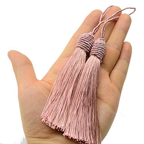 Makhry 20pcs 15.5cm / 6 Pollici Nappe Segnalibro Filo di Seta con Loop di 2 Pollici Cavo e Piccolo Nodo Cinese per la Creazione di Gioielli, Souvenir, Segnalibri, Accessorio Mestiere Fai da Te (Pesca Rosa)